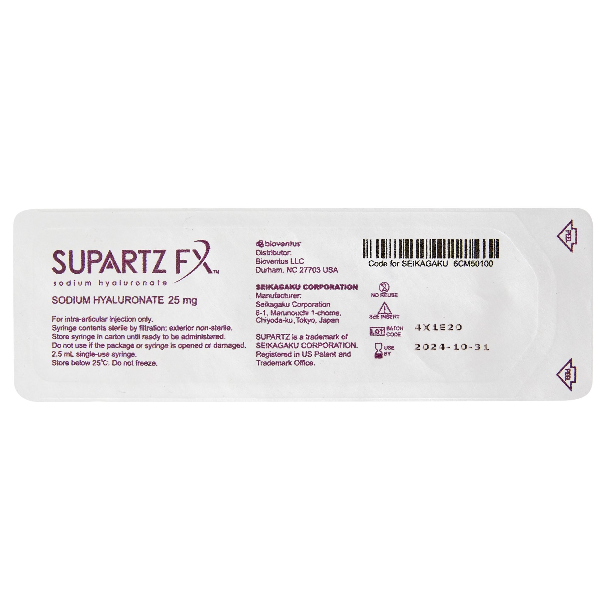 Supartz FX Sodium Hyaluronate 10 mg / mL | Bioventus 7156
